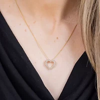 H-I / I1) Womens 1/ CT. T.W. Lab Grown White Diamond 10K Gold Heart 18 Inch Pendant Necklace