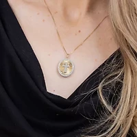 (H-I / I1) Womens 1/2 CT. T.W. Lab Grown White Diamond 10K Two Tone Gold Cross 18 Inch Pendant Necklace