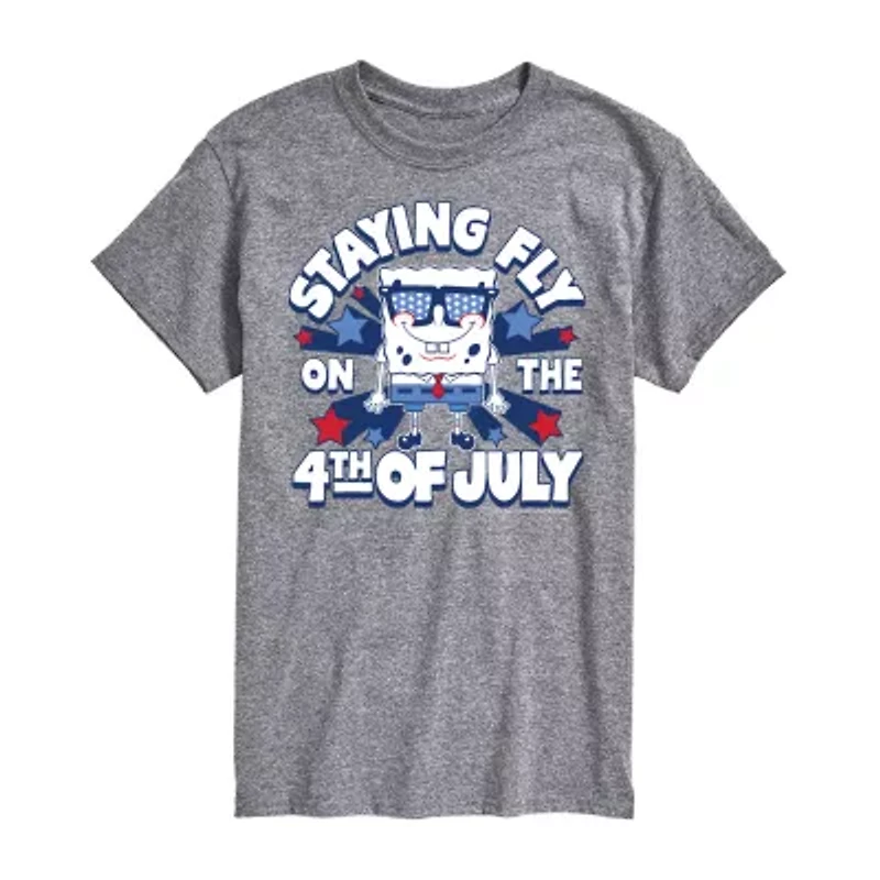 Mens Short Sleeve Americana Spongebob Graphic T-Shirt