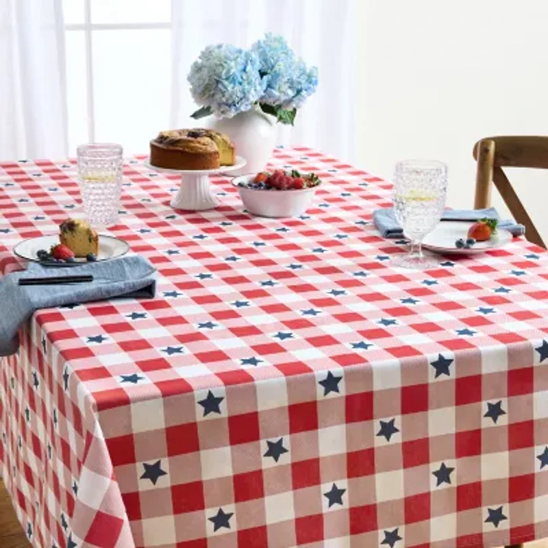 Martha Stewart Americana Star Gingham Plaid Single Pack Tablecloth