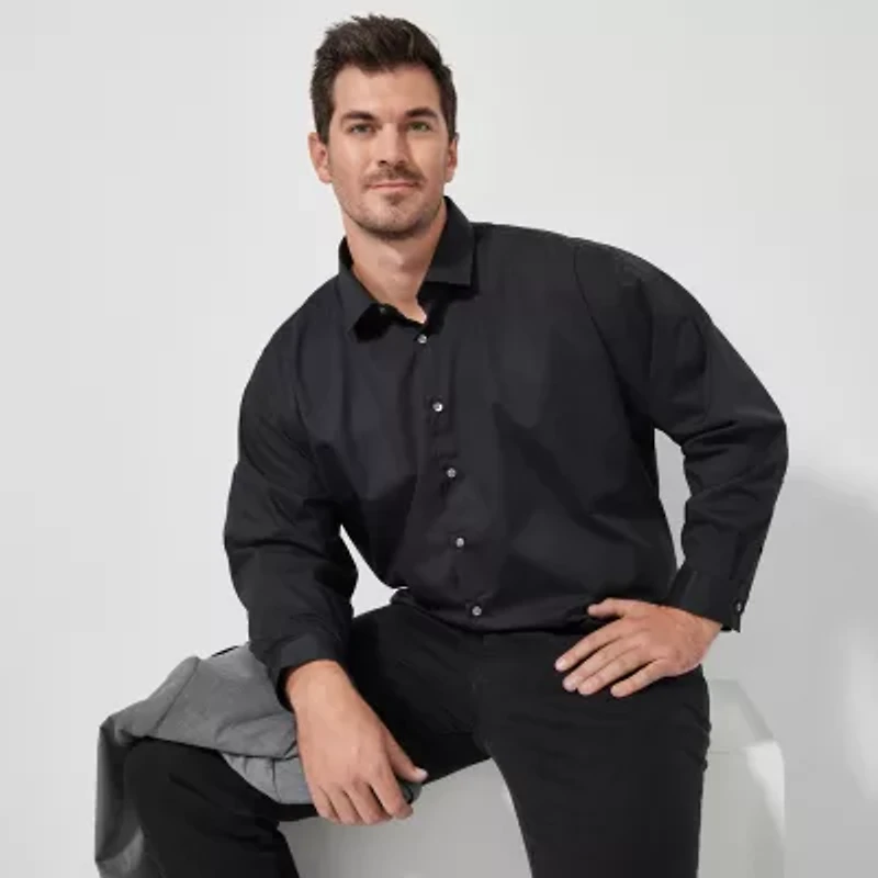J. Ferrar Big & Tall Ultra Comfort Mens Regular Fit Easy Care Stretch Fabric Long Sleeve Dress Shirt