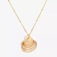 Bijoux Bar Delicates Gold Tone Womens Simulated Pearl 16 Inch Pendant Necklace