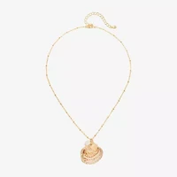 Bijoux Bar Delicates Gold Tone Womens Simulated Pearl 16 Inch Pendant Necklace