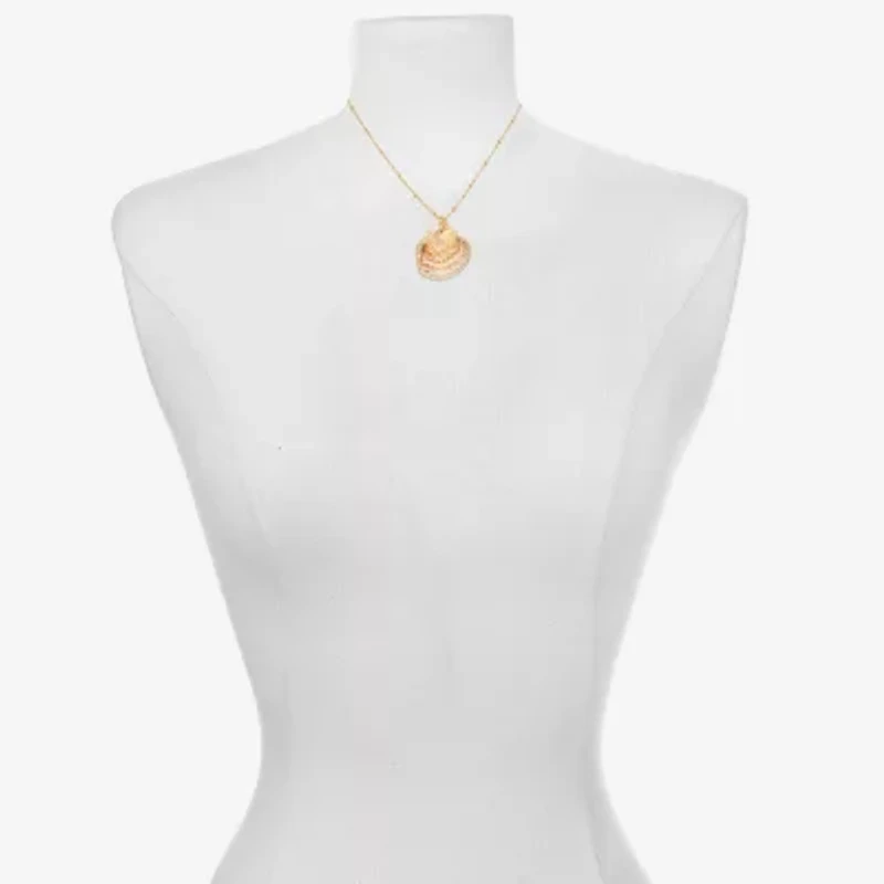 Bijoux Bar Delicates Gold Tone Womens Simulated Pearl 16 Inch Pendant Necklace