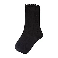 MeMoi Pointelle Womens 1 Pair Crew Socks