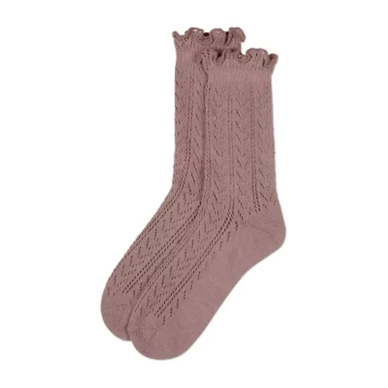 MeMoi Pointelle Womens 1 Pair Crew Socks