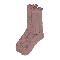 MeMoi Pointelle Womens 1 Pair Crew Socks
