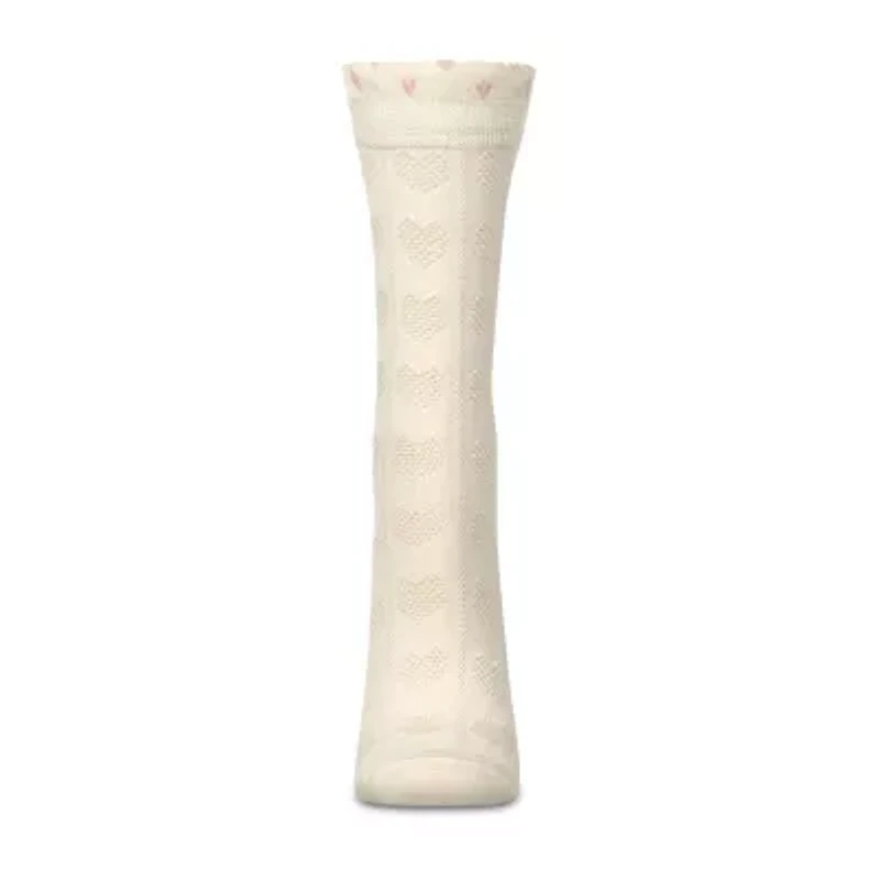 MeMoi Pointelle Ruffle Edge Womens 1 Pair Crew Socks