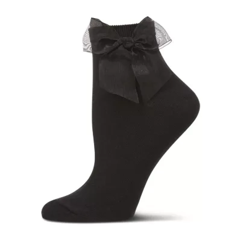 MeMoi Tulle Bow Womens 1 Pair Quarter Ankle Socks