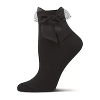 MeMoi Tulle Bow Womens 1 Pair Quarter Ankle Socks
