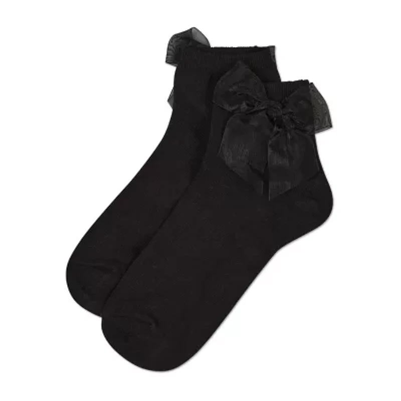 MeMoi Tulle Bow Womens 1 Pair Quarter Ankle Socks