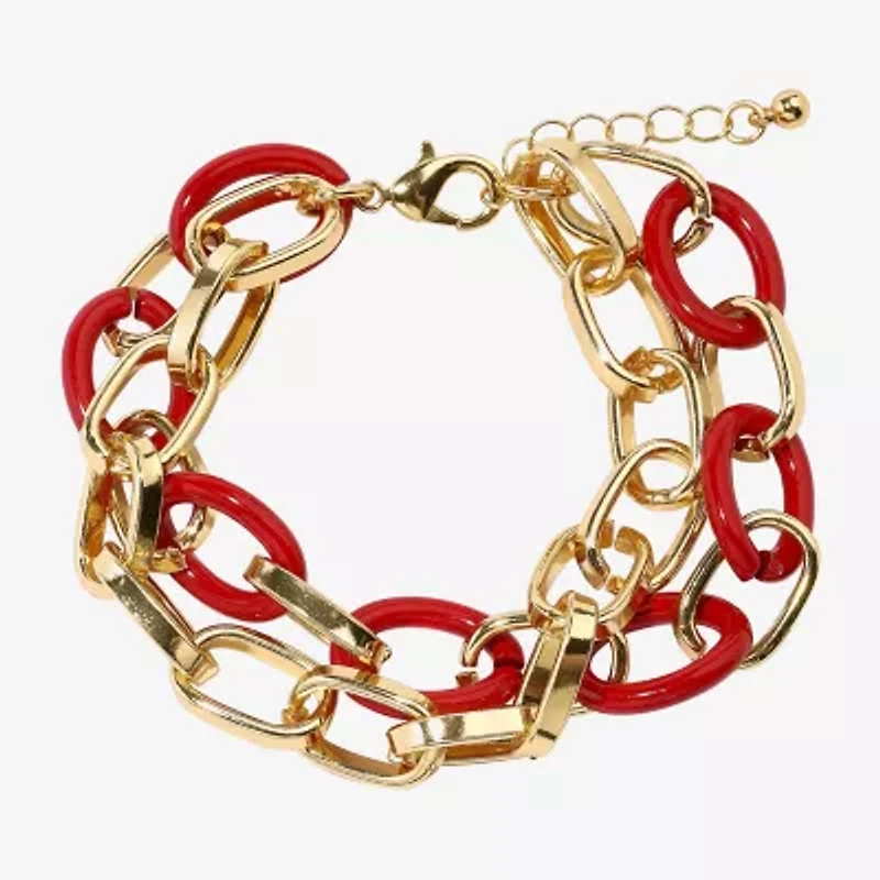 Mixit Layered Womens 7.5 Inch Link Bracelet