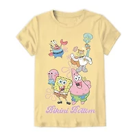 Little & Big Kid Girls Crew Neck Short Sleeve Regular Fit Spongebob Graphic T-Shirt