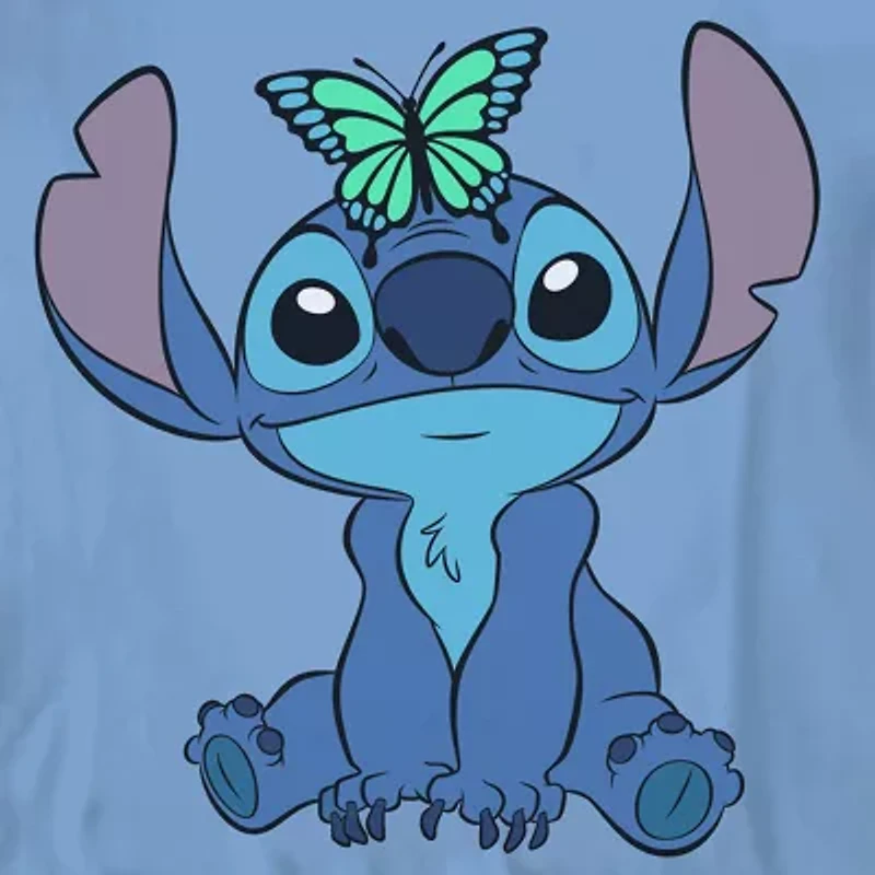 Little & Big Kid Girls Crew Neck Short Sleeve Regular Fit Lilo Stitch Graphic T-Shirt