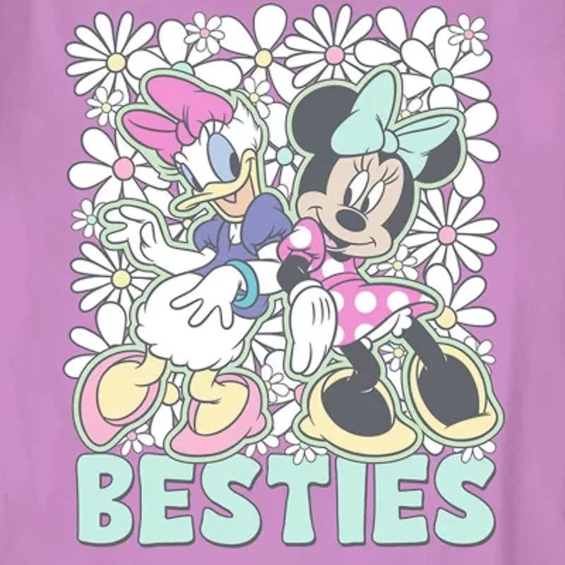 Little & Big Kid Girls Crew Neck Short Sleeve Regular Fit Daisy Duck Minnie Mouse Graphic T-Shirt