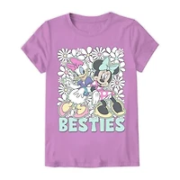 Little & Big Kid Girls Crew Neck Short Sleeve Regular Fit Daisy Duck Minnie Mouse Graphic T-Shirt