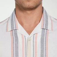 Cubavera Yarn Dye Panel Mens Short Sleeve Regular Fit Button-Down Shirt