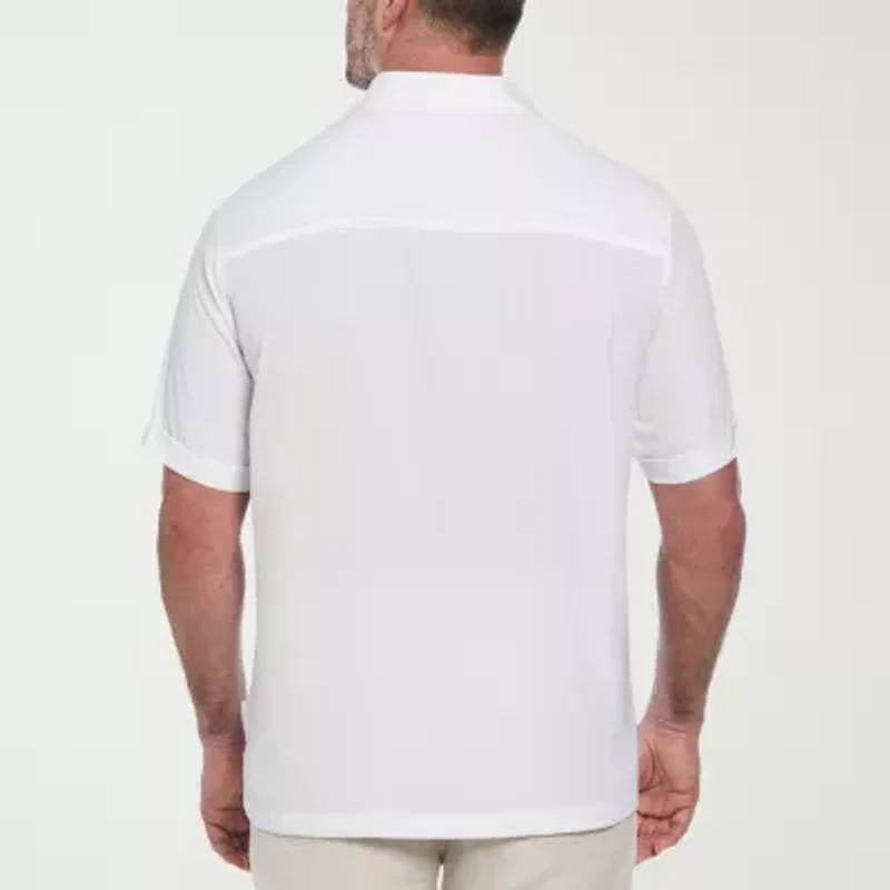 Cubavera Pick Stitch Mens Short Sleeve Regular Fit Big and Tall Button-Down Shirt