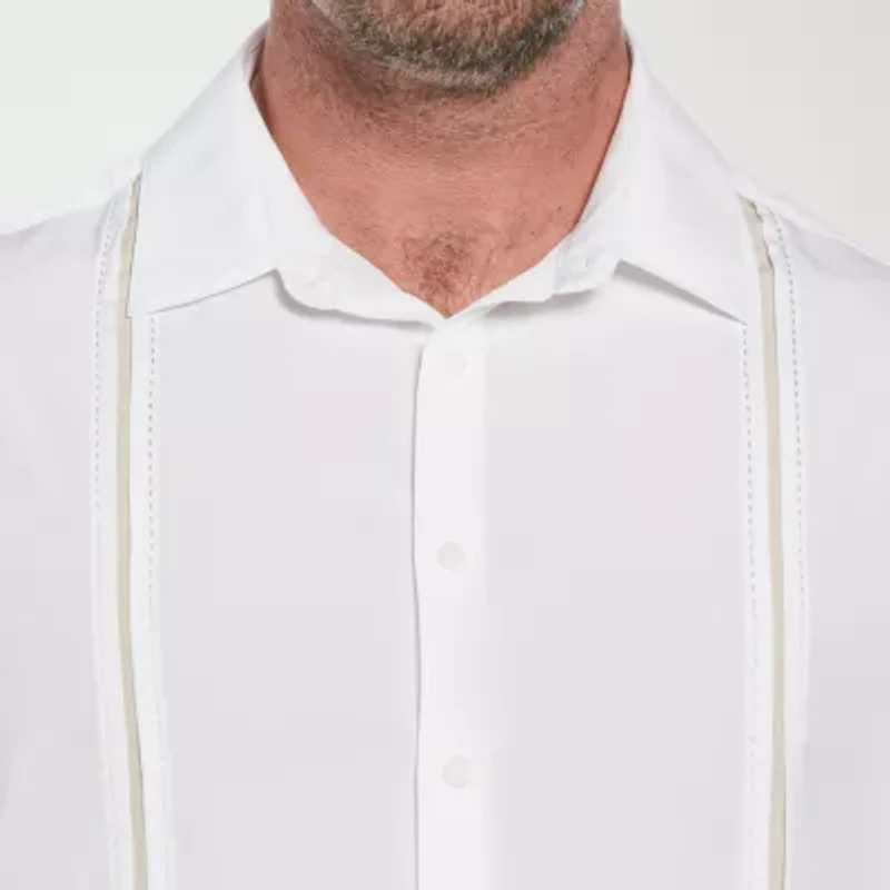 Cubavera Pick Stitch Mens Short Sleeve Regular Fit Big and Tall Button-Down Shirt