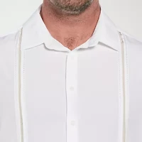 Cubavera Pick Stitch Mens Short Sleeve Regular Fit Big and Tall Button-Down Shirt