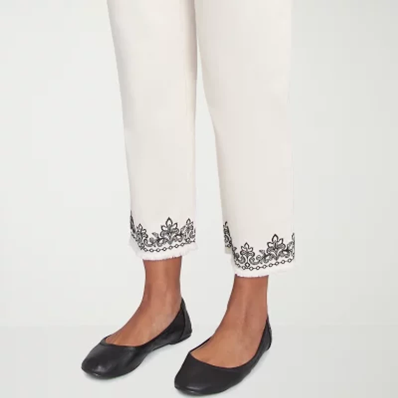 Alfred Dunner Natural Instinct Womens Stretch Fabric Straight Ankle Pant