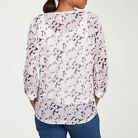 Hearts Of Palm Womens Split Crew Neck 3/4 Sleeve T-Shirt