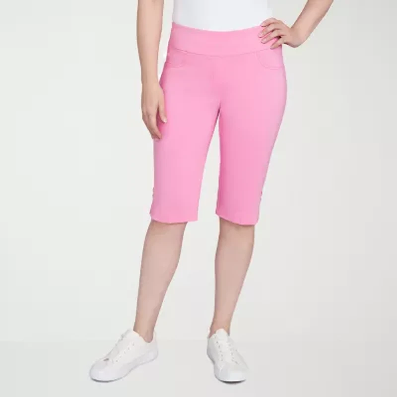 Hearts Of Palm Womens Straight Mid Rise Regular Fit Skimmer Pant