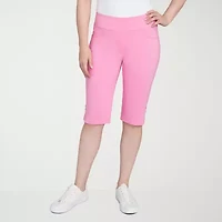 Hearts Of Palm Womens Straight Mid Rise Regular Fit Skimmer Pant