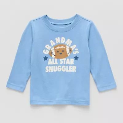 Okie Dokie Baby Boys Round Neck Long Sleeve Regular Fit Graphic T-Shirt