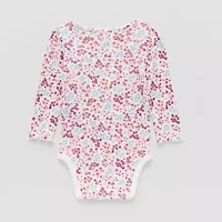 Okie Dokie Baby Girls Round Neck Long Sleeve Rib Bodysuit