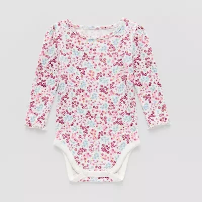 Okie Dokie Baby Girls Round Neck Long Sleeve Rib Bodysuit