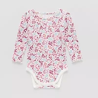 Okie Dokie Baby Girls Round Neck Long Sleeve Rib Bodysuit