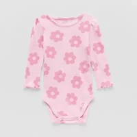Okie Dokie Baby Girls Round Neck Long Sleeve Rib Bodysuit