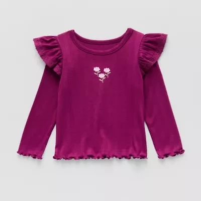 Okie Dokie Baby Girls Round Neck Long Sleeve T-Shirt