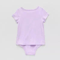 Okie Dokie Toddler Girls Bodysuit Closure Adaptive Round Neck Short Sleeve