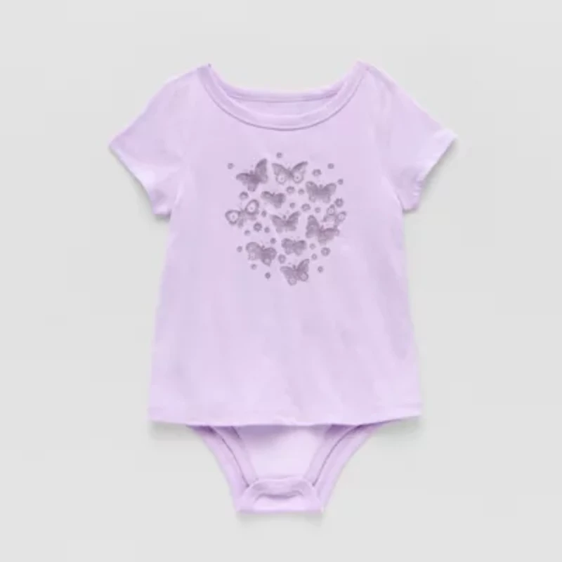 Okie Dokie Toddler Girls Bodysuit Closure Adaptive Round Neck Short Sleeve
