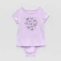 Okie Dokie Toddler Girls Bodysuit Closure Adaptive Round Neck Short Sleeve