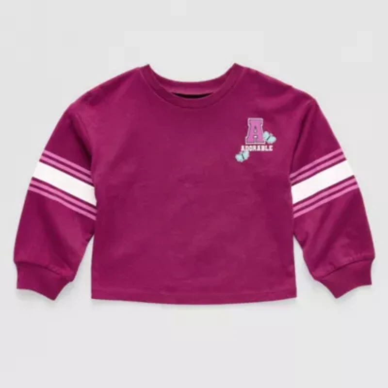 Okie Dokie Active Toddler & Little Girls Round Neck Long Sleeve Graphic T-Shirt