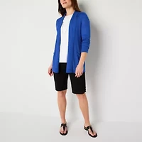 Liz Claiborne Womens Long Sleeve Open Front Tall Cardigan