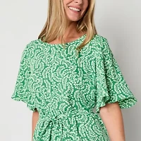 Liz Claiborne Womens Tall Keyhole Neck Short Sleeve Satin Blouse