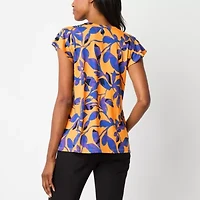 Liz Claiborne Womens Round Neck Short Sleeve Tall Blouse