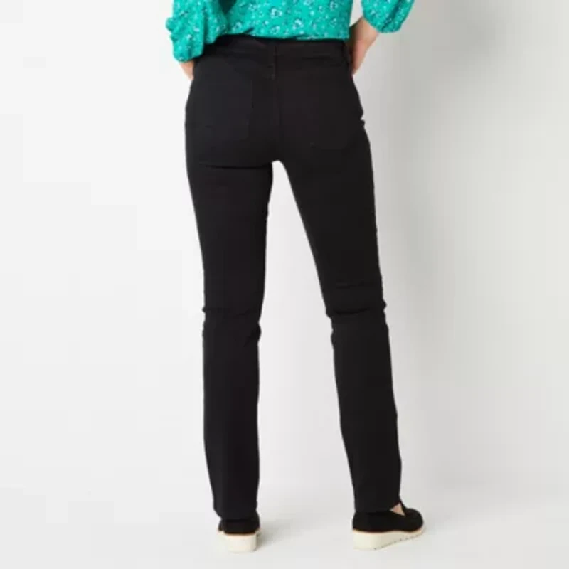 St. John's Bay Womens Tall Mid Rise Stretch Fabric Straight Leg Jean