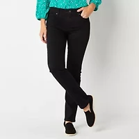 St. John's Bay Womens Tall Mid Rise Stretch Fabric Straight Leg Jean