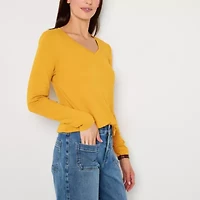 St. John's Bay Womens Tall V Neck Long Sleeve T-Shirt