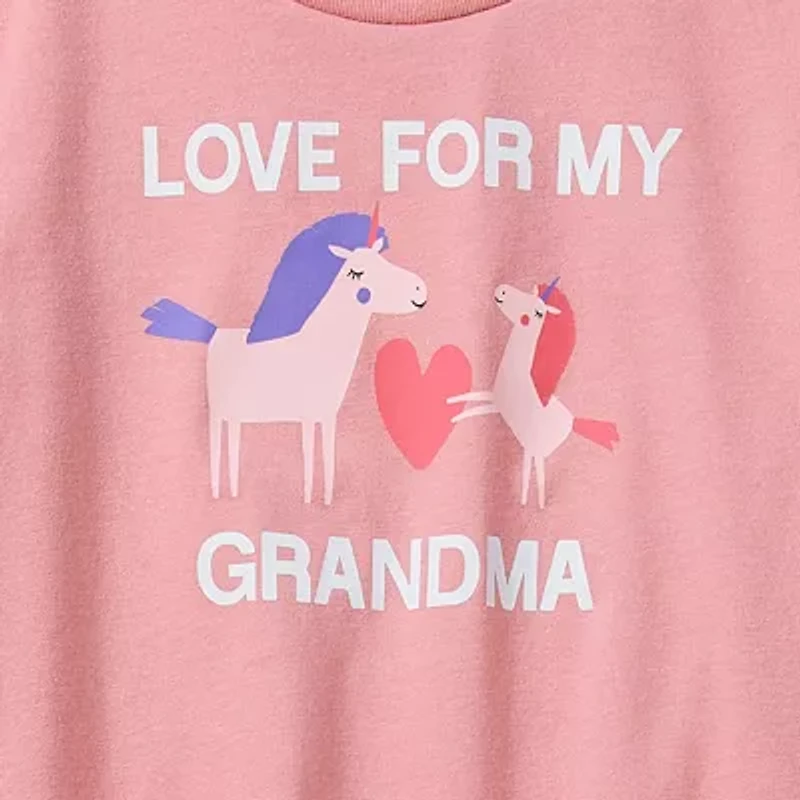 Okie Dokie Toddler & Little Girls Round Neck Short Sleeve Regular Fit Graphic T-Shirt