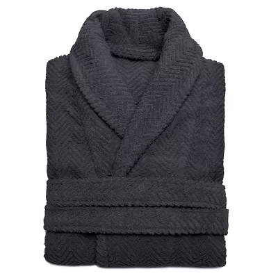Linum Home Textiles Herringbone Weave Bathrobe Unisex Adult Long Sleeve Length Robe