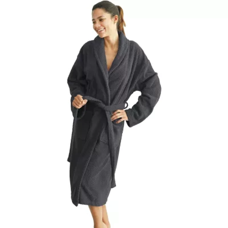 Linum Home Textiles Herringbone Weave Bathrobe Unisex Adult Long Sleeve Length Robe