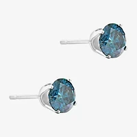 4 CT. Lab Grown Blue Diamond 14K Gold 8mm Round Stud Earrings