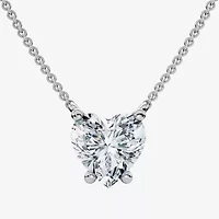 Womens 3 CT. Lab Grown White Diamond 14K Gold Heart 18 Inch Pendant Necklace
