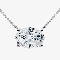 Womens 2 CT. Lab Grown White Diamond 14K Gold Oval 18 Inch Pendant Necklace